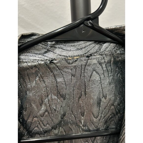 Metallic Silver Patterned Blazer Jacket Sz L - Picture 5 of 7